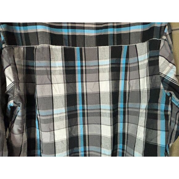 Beverly Hills Polo Club Black Label Blue Plaid Button Down Shirt Size L - Picture 10 of 12